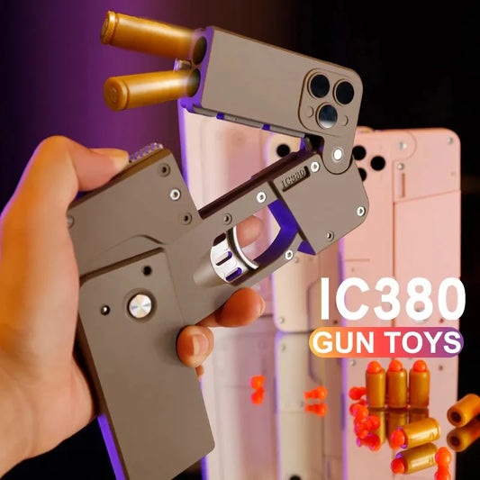 IC380 Folding Gun Toys Pistol Mobile Phone Model Bullet Shelling Cool Phone 14 Pro Max Gift Outdoor Game Sports Props Gifts